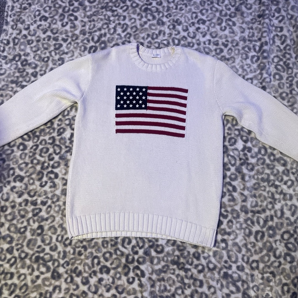 White Sweater with American Flag Design